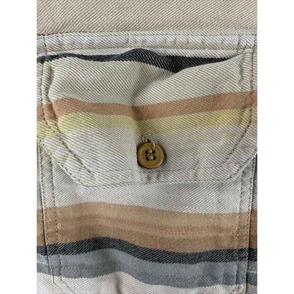 Earthbound Trading Co Mens Medium Long Sleeve Button Up Striped Distressed - Picture 8 of 13
